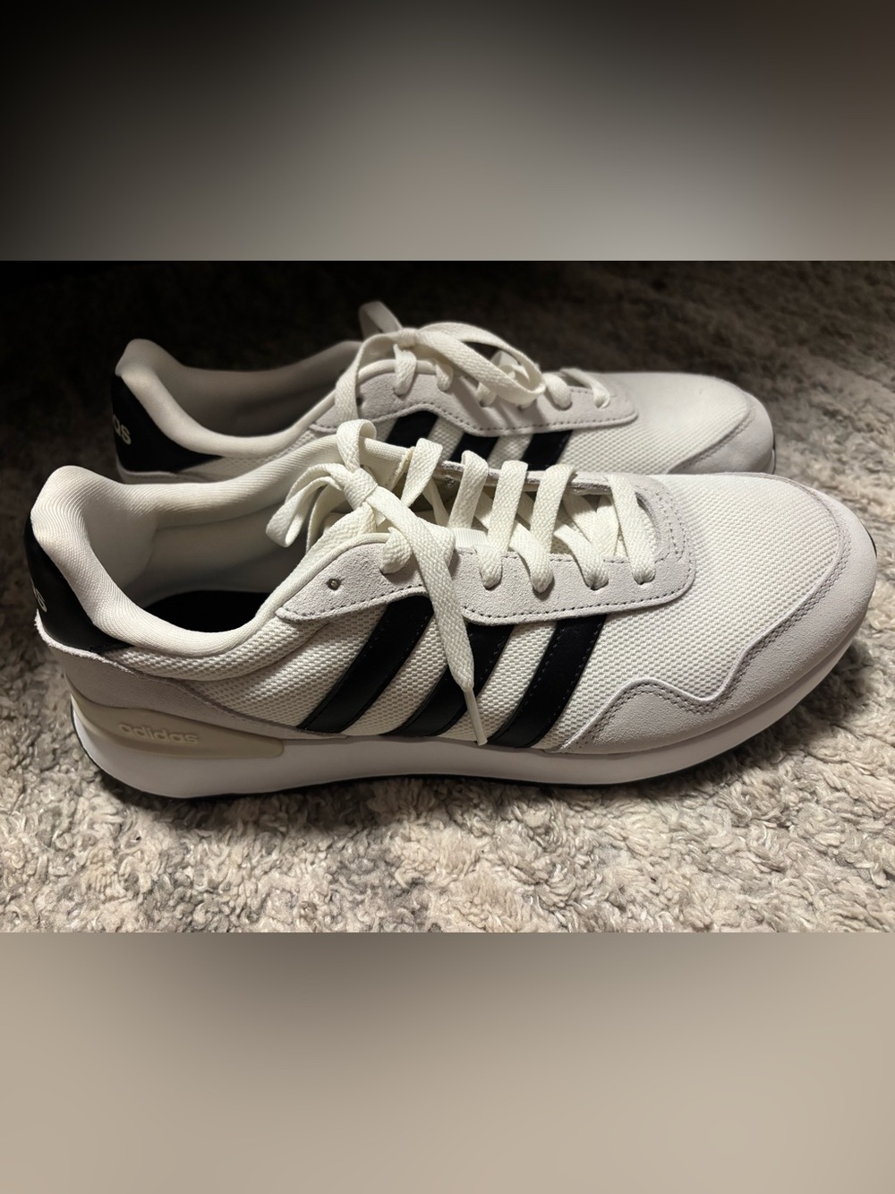 adidas Men’s White Sneakers with Black Stripes